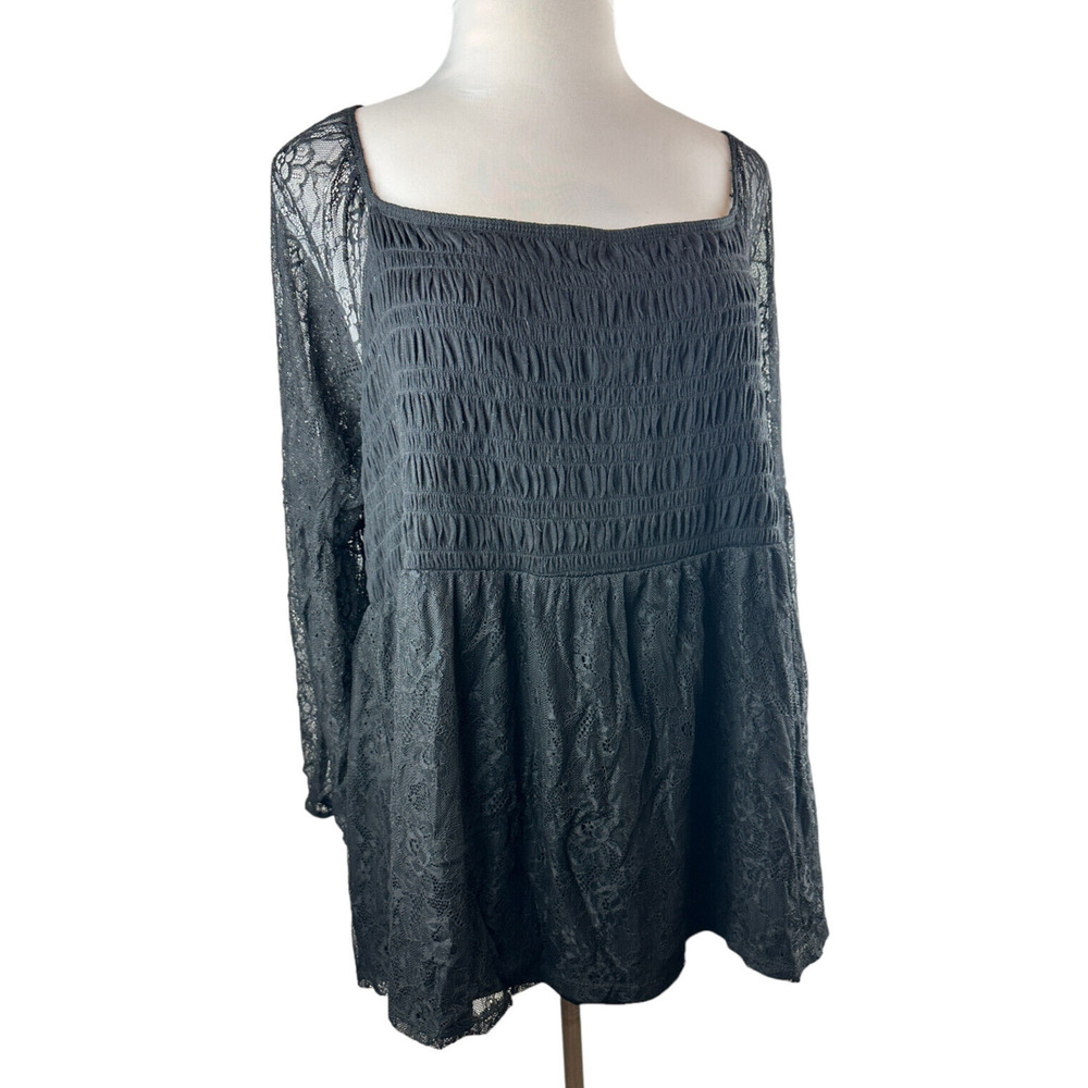 NWT Torrid Babydoll Stretch Lace Smocked Bodice Square Neck Top Sweetheart 5 5X - Picture 3 of 12